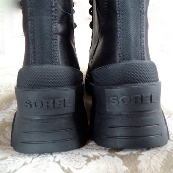 Sorel Black Lace Up Brex Waterproof Chunky Moto Boots 9 - Picture 4 of 12